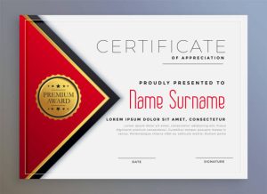 stylish red geometric modern certificate template design